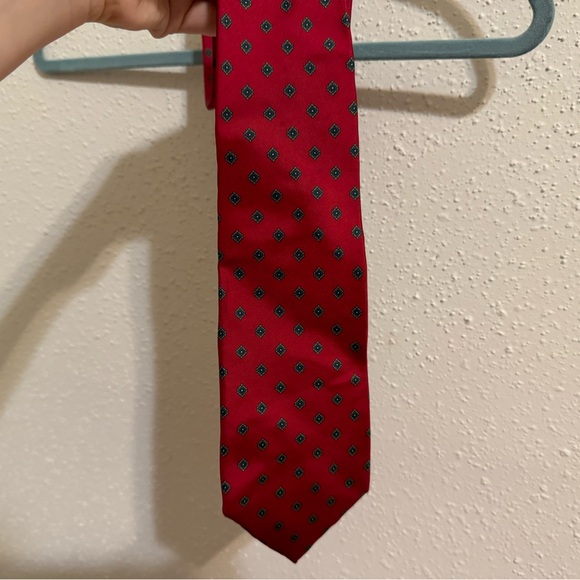 Christian Dior Vintage Italian Silk Red Tie - Picture 1 of 9